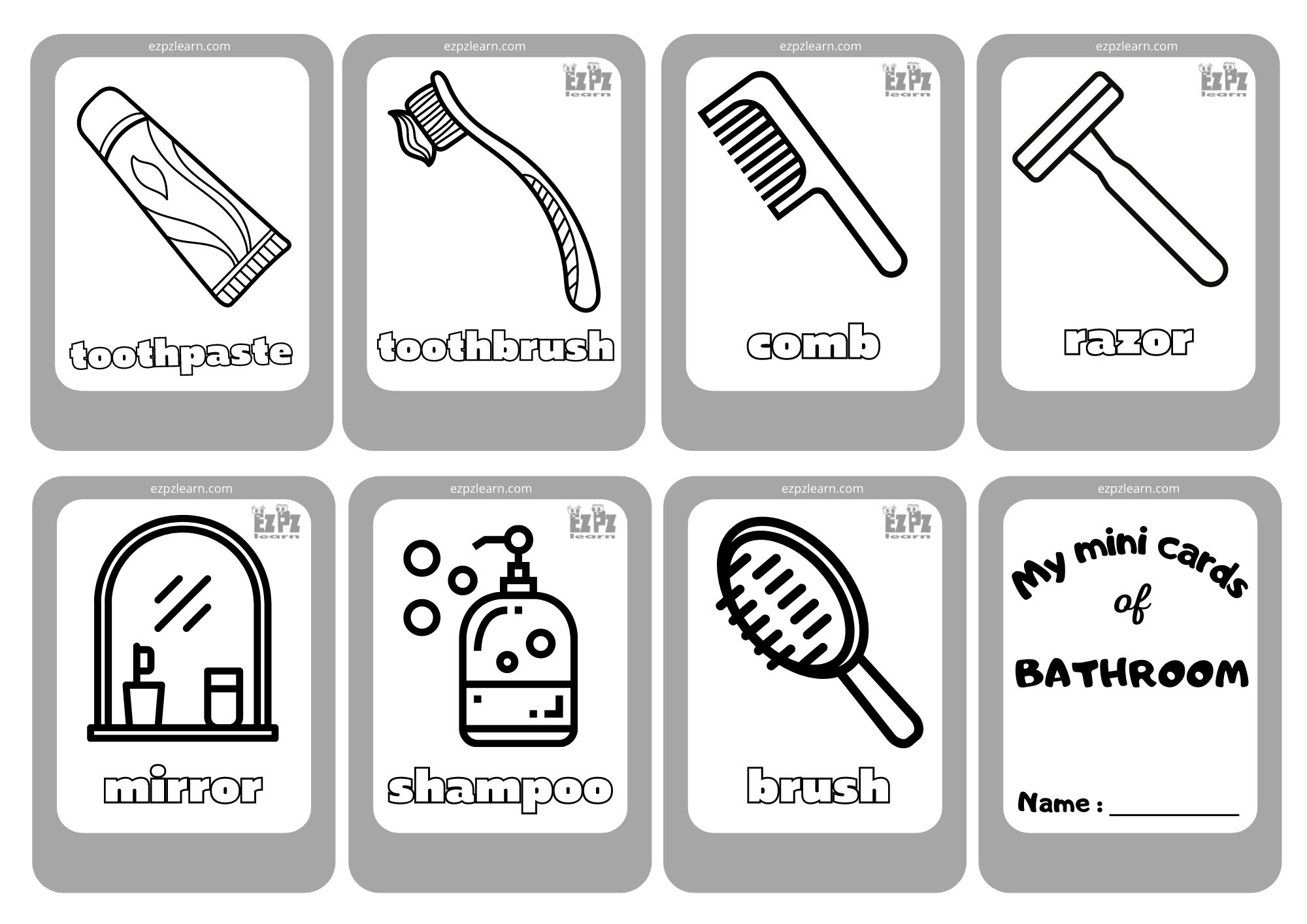 Bathroom2 Mini Cards Coloring